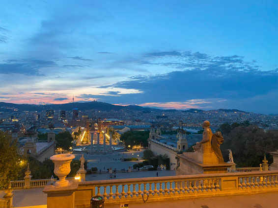 Spain Sunset from the Capital Steps - Barcelona, Spain