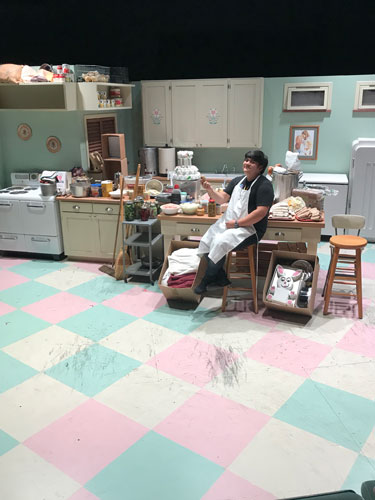 Ben Gallegos with over 175 props for Church Basement Ladies, Barter Theatre, 2019