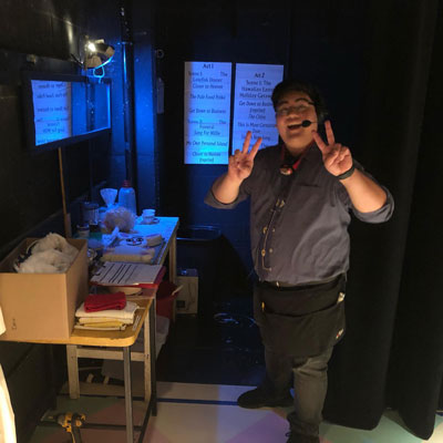 Ben Gallegos backstage for Church Basement Ladies, Barter Theatre -2019