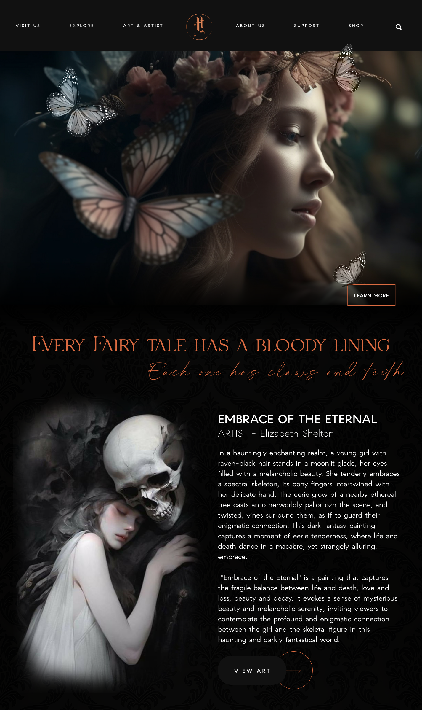 Webdesign prototype for a dark fantasy art museum