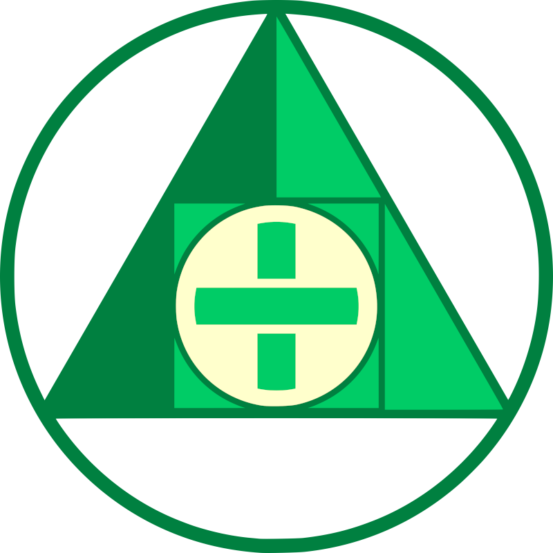 medical cross in alchemy squared circle symbol