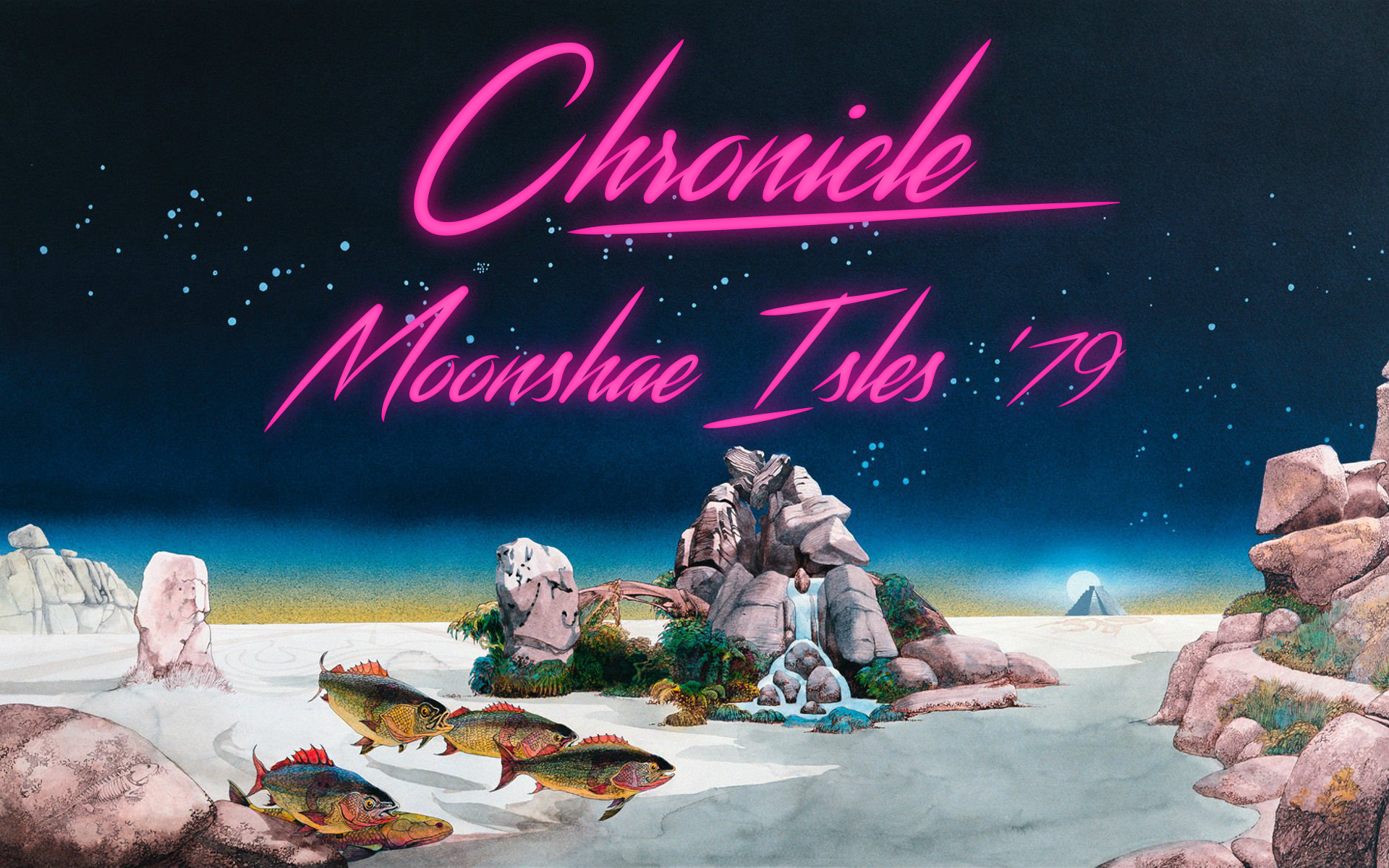 chronicle poster, surreal rocky islands